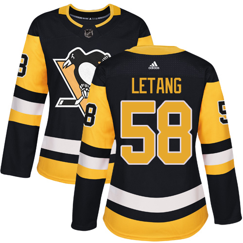 Adidas Penguins #58 Kris Letang Black Home Authentic Women's Stitched NHL Jersey - Click Image to Close